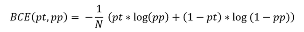 Формула для вычисления функции ошибки &ndash; бинарная кросс-энтропия&nbsp;